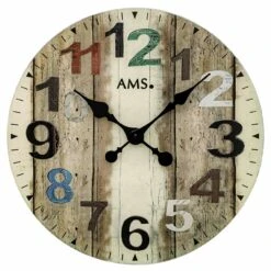AMS Pendule Murale En Verre Imprimé Chiffres Colorés