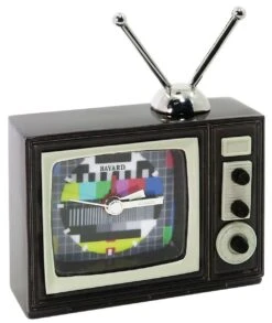 Réveil Miniature En Métal Noir Poste De Télévision Bayard
