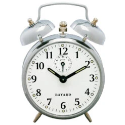 Réveil Mécanique Chromé Bayard Petit Modèle Hauteur 14 Cm