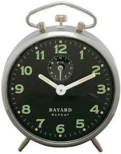 Réveil Mécanique Chromé Cadran Noir Bayard