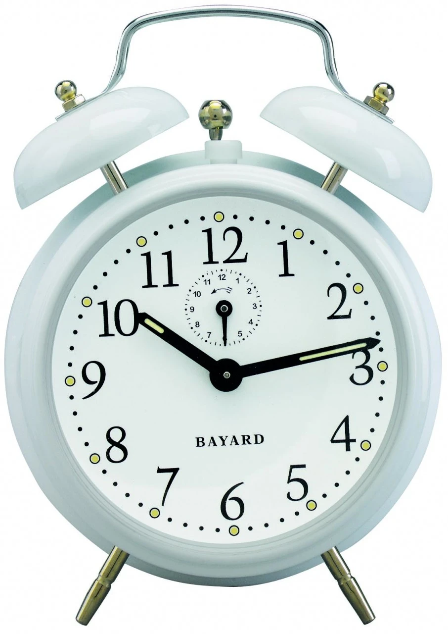 Réveil Mécanique Blanc 2 Cloches Bayard – Image 2