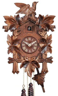 Coucou à Quartz Traditionnel Feuilles Et Oiseau 35 Cm