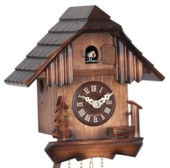 Coucou Mécanique Traditionnel 1 Jour Chalet En Bois De Noyer 20 Cm