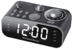 MUSE Radio Réveil Vintage Silencieux Sur Secteur Grand Affichage