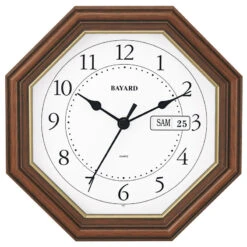 Pendule Murale à Calendrier Entourage Bois Octogonale