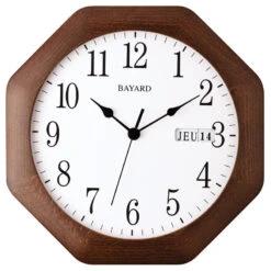 Horloge Murale à Calendrier En Bois Forme Octogonale