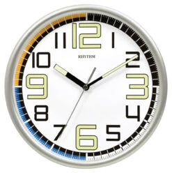 Rhythm Pendule Murale Silencieuse Ronde Argentée