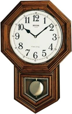 Rhythm Horloge Murale à Quartz à Sonnerie Entourage Bois à Balancier