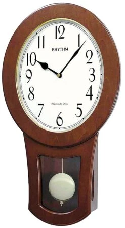 Rhythm Pendule Murale à Sonnerie En Bois Balancier Apparent