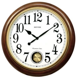 Rhythm Pendule Murale Ronde à Sonnerie Westminster Entourage Bois