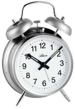 ATLANTA Réveil Mécanique Sur Cloche En Métal Gris Mat