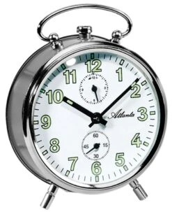 ATLANTA Réveil Mécanique Argenté Sonnerie Sur Cloche