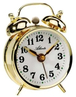 ATLANTA Réveil Mécanique En Métal Doré Sur Cloche