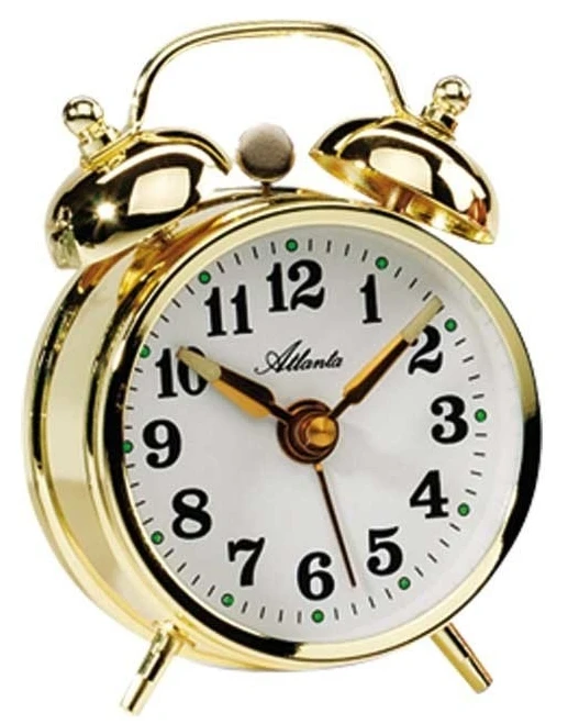 ATLANTA Réveil Mécanique En Métal Doré Sur Cloche