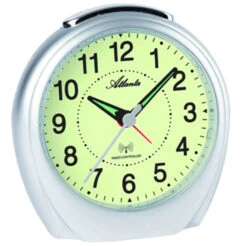 ATLANTA Réveil Radio-piloté Argenté Cadran Luminescent