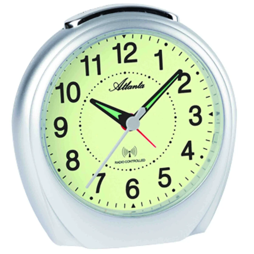 ATLANTA Réveil Radio-piloté Argenté Cadran Luminescent