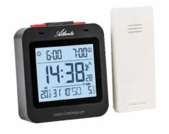 ATLANTA Réveil Radio-piloté Noir Double Alarme Avec Température