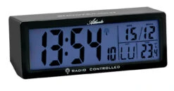 ATLANTA Réveil Digital Noir Radio-piloté éclairage Bleu