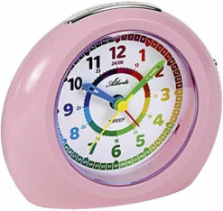 ATLANTA Réveil Rose Silencieux Cadran Pédagogique