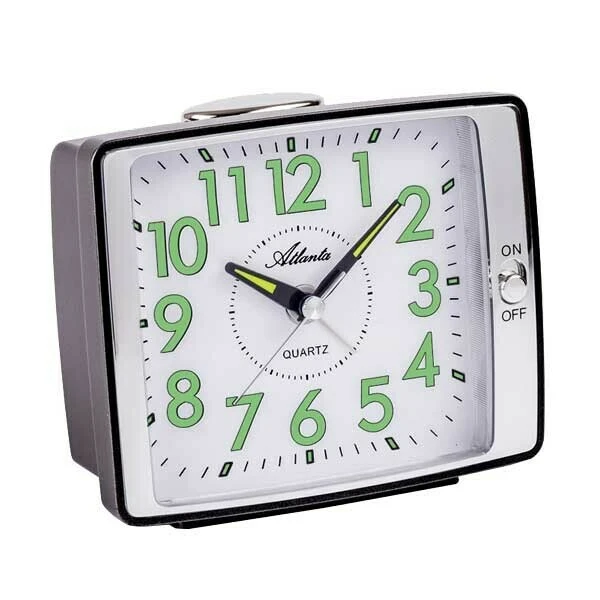 ATLANTA Réveil Carré Silencieux Avec Sonnerie Sur Cloche
