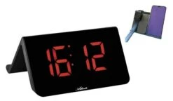 ATLANTA Réveil Matin Noir Sur Secteur Avec Chargeur Sans Fil