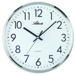 ATLANTA Pendule Murale Silencieuse Ronde Entourage Chromé