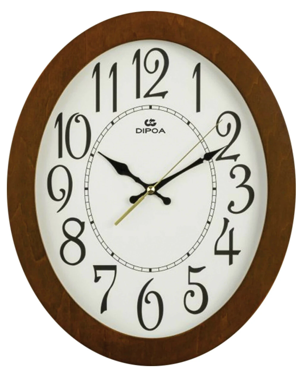 Horloge Murale Silencieuse Ovale En Bois Couleur Merisier