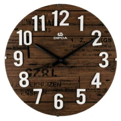 Horloge Murale Silencieuse En Bois Verre Bombé
