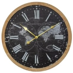 Horloge Murale Géante Mappemonde En Bois Ø 60 Cm