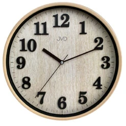 Pendule Murale Silencieuse En Bois Clair Et Chiffres En Relief