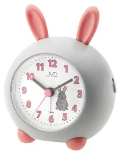 Réveil Enfant Silencieux Lapin Gris Et Rose