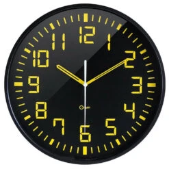 Horloge Murale Chiffres Jaunes Façon Digits Lisible