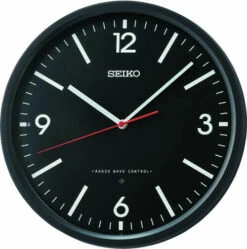 Horloge Murale Noire Seiko Trotteuse Rouge