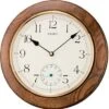 Seiko Pendule Murale En Bois De Chêne Cadran Petite Seconde