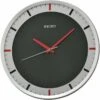 Pendule Murale Silencieuse Grise Seiko Aiguilles Rouges