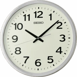 Pendule Murale Silencieuse Argentée Cadran Luminescent Seiko