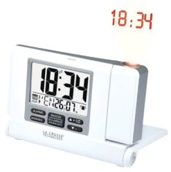 Réveil De Voyage Digital Blanc à Projection De L'heure