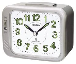 Rhythm Réveil Silencieux Argenté Avec Sonnerie Sur Cloche - 2 Coloris Disponibles