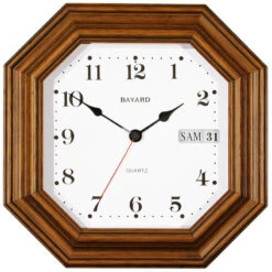 Pendule Murale à Calendrier Octogonale Entourage Bois