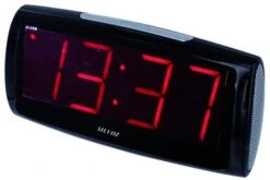 Radio Réveil Digital Noir 2 Intensités Lumineuses Rouges