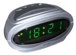 Réveil Matin Sur Secteur Argenté Affichage Digital à Répétition