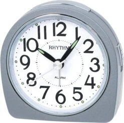 Rhythm Réveil Silencieux Lumineux Gris Arrêt Sur Bouton