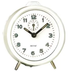 Réveil Mécanique Blanc En Métal Sans Cloche