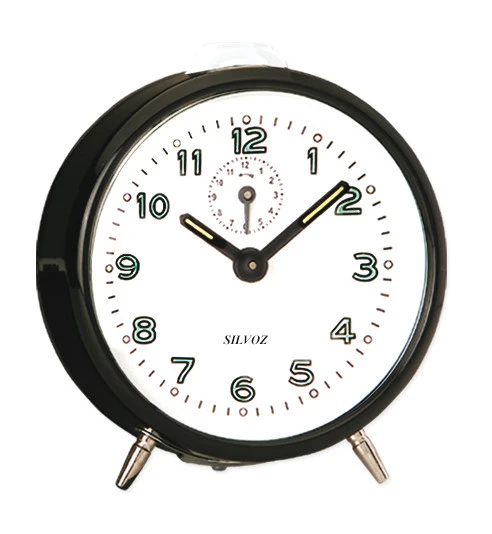 Réveil Mécanique Blanc En Métal Sans Cloche – Image 3