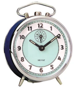 Réveil Mécanique Bleu Sans Cloche Cadran 2 Couleurs