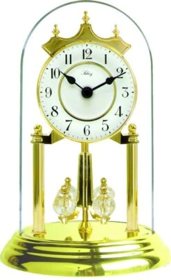 Pendule 400 Jours Couronne Dorée Boules Cristal 23 Cm