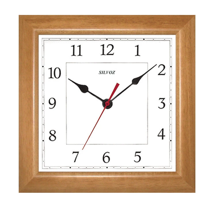 Horloge Murale Carrée Entourage Bois Teinté Miel