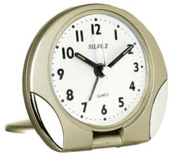 Réveil De Voyage Rond Doré Cadran Blanc