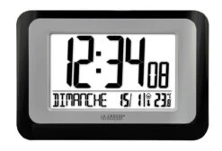 Horloge Murale Digitale Radio Pilotée Noire Avec Alarme
