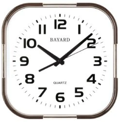 Pendule Murale Silencieuse Bayard Carrée Wengé Et Aluminium Bayard